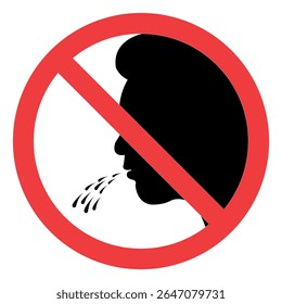 Vector Sign to represent Do Not Spit Here - Prohibition Sign on Spitting