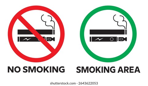 Vector Sign to represent "No Smoking and Smoking Areas". Both prohibition and allow sign included.