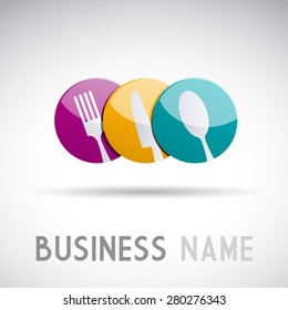 Vector sign restaurant with three plates