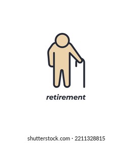 Vector sign retirement symbol is isolated on a white background. icon color editable.