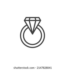 El signo vectorial del símbolo del diamante anillador se aísla sobre un fondo blanco. Color del icono del diamante de anillo editable.