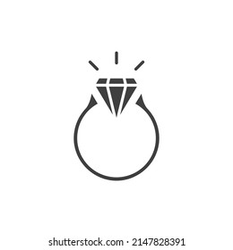 Vector sign of the Ring Diamond symbol is isolated on a white background. Ring Diamond icon color editable.