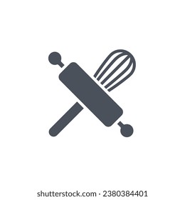 Vector sign of the rolling pin whisk symbol isolated on a white background. icon color editable.