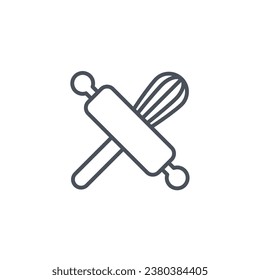 Vector sign of the rolling pin whisk symbol isolated on a white background. icon color editable.
