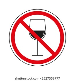 Vector sign round red . Alkohol  free. Alcohol. No alcohol. Sign. Red sign. Images. Illustration. Forbidden. Drink. Template. 