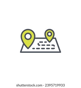 Vector sign of the route symbol isolated on a white background. icon color editable.