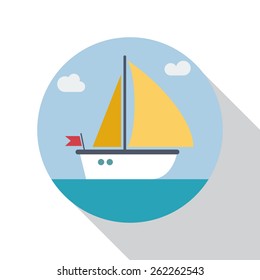Vector sign sailboat, flat design