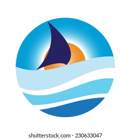 Vector sign sailing ship