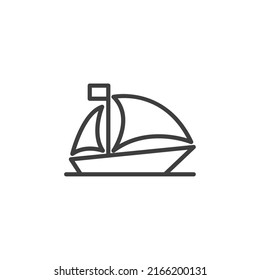 Vector sign of the sailing symbol is isolated on a white background. sailing icon color editable.