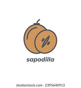 Vector sign of the sapodilla symbol isolated on a white background. icon color editable.