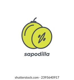 Vector sign of the sapodilla symbol isolated on a white background. icon color editable.