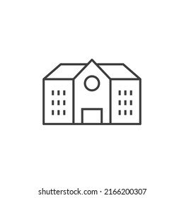 Das Vektorzeichen des Schulgebäudes ist einzeln auf weißem Hintergrund. Schulgebäude Symbol Farbe editierbar.