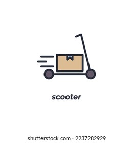 Vector sign scooter symbol is isolated on a white background. icon color editable.