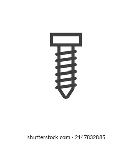 El signo vectorial del símbolo del tornillo se aísla sobre un fondo blanco. color de icono de tornillo modificable.