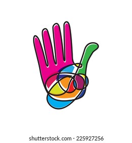 Vector sign scribble colorful hand
