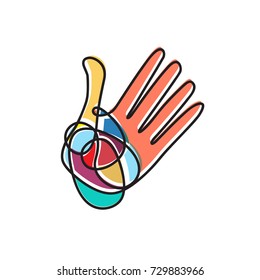 Vector sign scribble colorful hand
