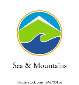 Vector sign Sea and Mountains