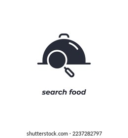 Vector sign search food symbol is isolated on a white background. icon color editable.