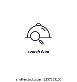 El símbolo del alimento de búsqueda de signos vectores se aísla en un fondo blanco. color de icono modificable.