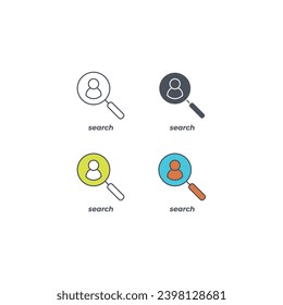 Signo vectorial del símbolo de búsqueda aislado en un fondo blanco. color de icono modificable.