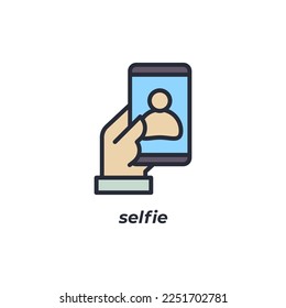 Vector sign selfie symbol is isolated on a white background. icon color editable.