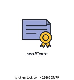 El símbolo de sertificado del signo del vector se aísla sobre un fondo blanco. color de icono modificable.