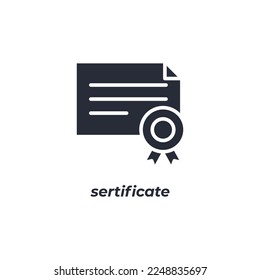 Vector sign sertificate symbol is isolated on a white background. icon color editable.