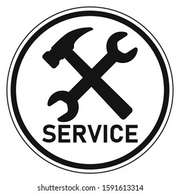 vector sign service wrench and hammer. repair service and support.