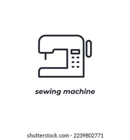 El símbolo de la máquina de coser con signos vectores se aísla sobre un fondo blanco. color de icono modificable.