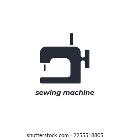 Vector sign sewing machine symbol is isolated on a white background. icon color editable.