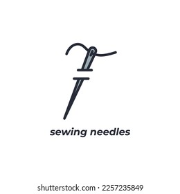 Vector sign sewing needles symbol is isolated on a white background. icon color editable.