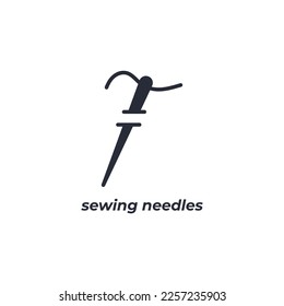 Vector sign sewing needles symbol is isolated on a white background. icon color editable.