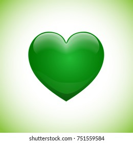 Vector sign shiny green heart, emerald, precious stone