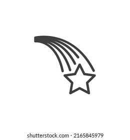 El signo vectorial del símbolo de la estrella de disparo está aislado en un fondo blanco. Grabando color de icono de estrella editable.