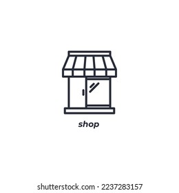 Vector sign shop symbol is isolated on a white background. icon color editable.