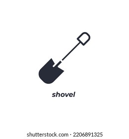 Vector sign of shovel symbol is isolated on a white background. icon color editable.