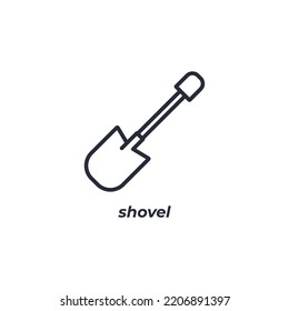 Vector sign of shovel symbol is isolated on a white background. icon color editable.