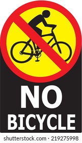 Vector of sign show that it not allow any bicycle pass in this area or road.