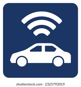 Vektorzeichen mit angeschlossenem autonomem Fahrzeug
