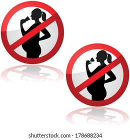 Vector sign showing pregnant women are not allowed to drink alcohol