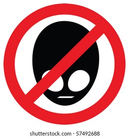 Vector sign showing that no aliens are allowed in the premises.