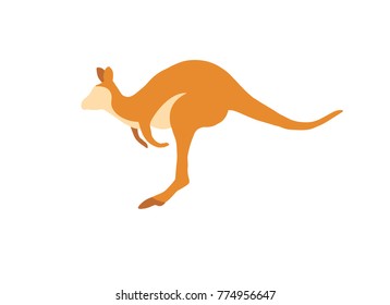 Vector sign silhouette of brown kangaroo isolated on a white background. Flat style illustration. Australia symbol.
