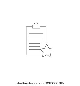 Mщенкиodern vector sign for sites, apps, advertisement, banners, internet pages. Editable stroke. Line icon of star next to clipboard for work, job and business