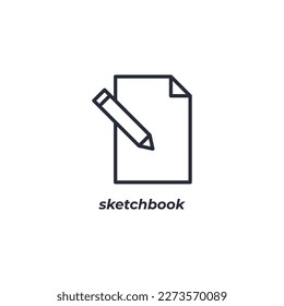 Vector sign sketchbook symbol is isolated on a white background. icon color editable.