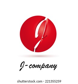 Vector sign spherical initial letter J 3d