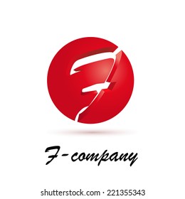 Vector sign spherical initial letter F 3d