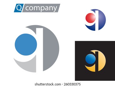 Vector sign spherical letter Q
