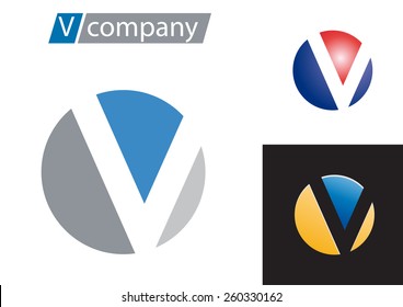 Vector sign spherical letter V