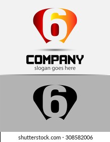 Vector sign spherical number 6 logo icon