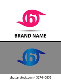 Vector sign spherical number 6 logo
